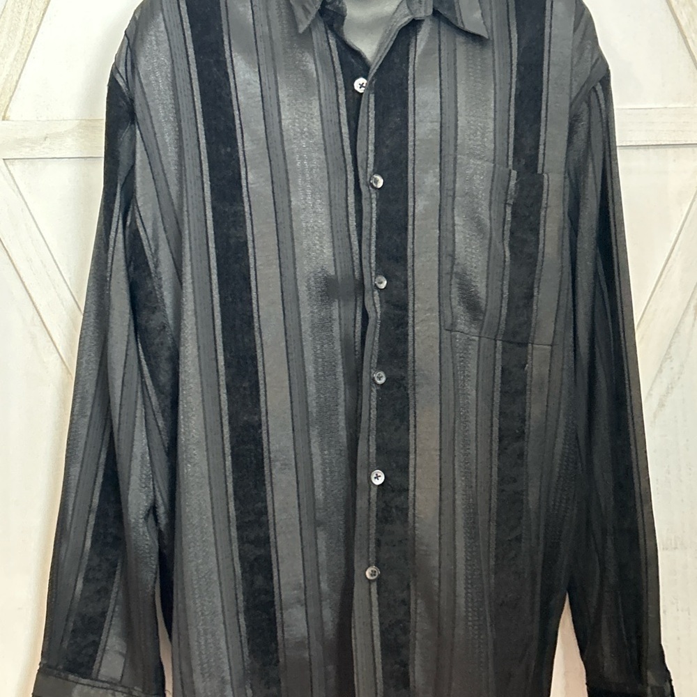 Stacy Adams Black and Gray Textured Shirt